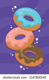 sweet donuts dessert flat design