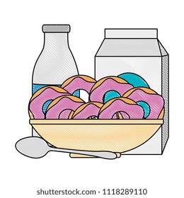 sweet donuts in dish with milk