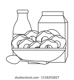 sweet donuts in dish with milk