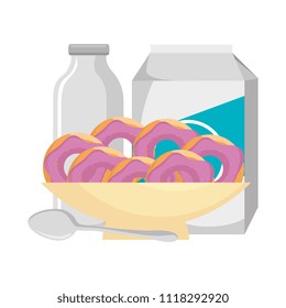 sweet donuts in dish with milk