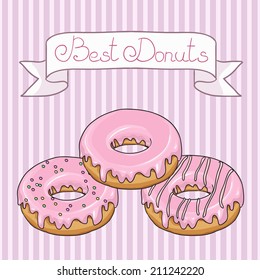 Sweet donuts. Hand drawn vector illustration.