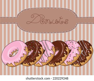 Sweet donuts. Hand drawn vector illustration.