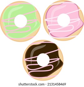 Sweet donuts, illustration, vector on a white background.