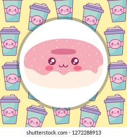 sweet donuts kawaii character