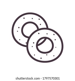 Sweet donuts line style icon design, dessert food delicious sugar snack and tasty theme Vector illustration