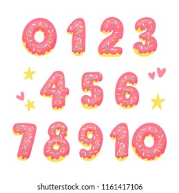 sweet donuts numbers vector set.