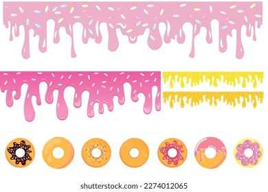 Sweet donuts with pink frosting. Vector illustration of the donut icon. Strawberry soft ice cream, an icon of conceptual food, isolated. Flat cartoon style, suitable for web landing page, banner.