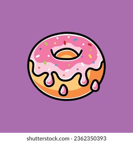 Sweet Donuts Vector Cartoon Illustration. Food Icon Concept Isolated Premium Vector. Flat Cartoon Concept for Anything. Cute Doodle Cartoon Illustration Style. Suitable for any Project