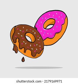 Sweet donuts vector illustration. Cake, dessert, doughnut used for brand, symbol, sign and bakery icon. Isolated on white. Editable and printable.