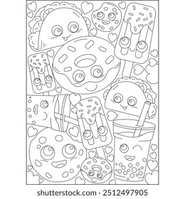 sweet doodle kawaii coloring book page for kids and adults creative coloring mindful relaxation activity