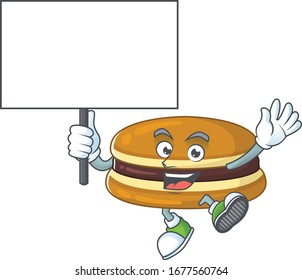 Sweet dorayaki cartoon character bring a board