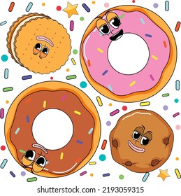 Sweet doughnut Cartoon nahtlose Mustergrafik