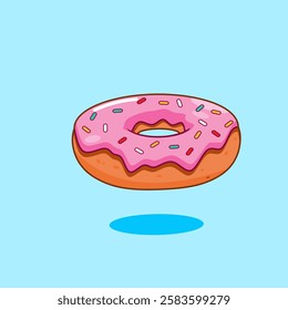 Sweet Doughnut cartoon vector illustration strawberry flavor candy