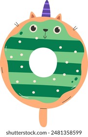 Ilustración vectorial de gato dulce de donut
