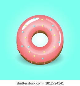 Sweet doughnut in pink glaze.