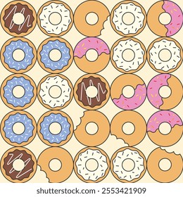 Sweet Doughnuts Fast Food Pattern Design