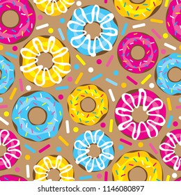 Sweet doughnuts. Seamless background.