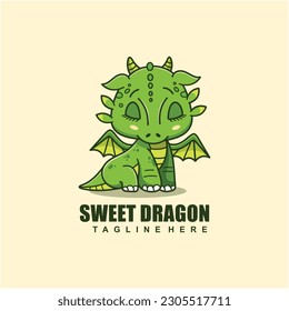 Sweet Dragon Character Mascot logo design template