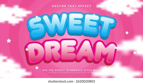 Sweet dream 3D editable text effect Template Suitable for cloud theme