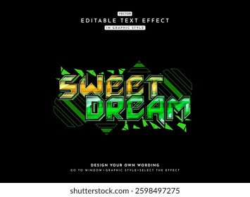 sweet dream colorful modern retro futuristic chrome text effect with tech shape