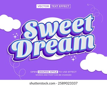 sweet dream editable text, font effect, 3d text for title