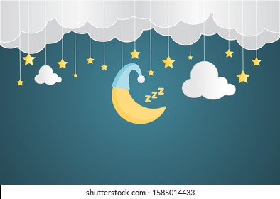 Sweet dream and Good night concept Background. Space for your text. Use for your design.