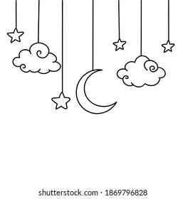 Sweet dream and Good night concept Background in doodle style. Space for your text. Use for your design.