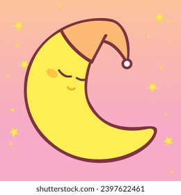 Sweet Dream Lullaby Bedroom Cute Girly Cartoon design vector. Sleepy night girls concept theme vector art