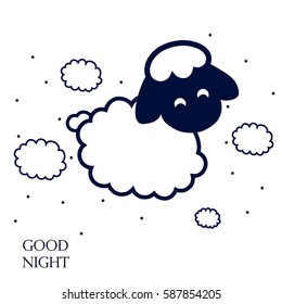 Sweet Dream Sheep. Concept idea. Good night .vector illustration.EPS 8