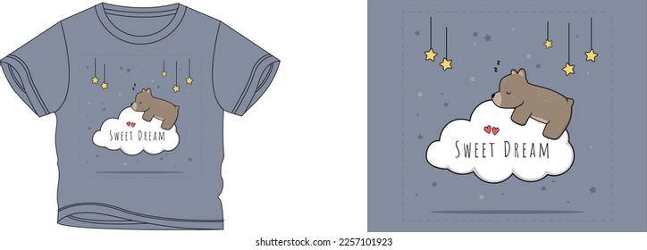 sweet dream t-shirt design background color is a gray-blue and t-shirt color is a gray-blue beautiful color and beautiful design