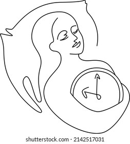 sweet dream vector line girl clock