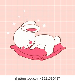Sweet Dreaming Bunny Character Resting on Pillow