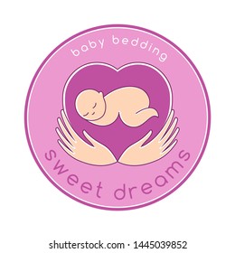 Sweet dreams. Baby logo template. Logo of child care, motherhood and childbearing. 