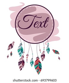 Sweet dreams catcher with feathers and beads with space for text