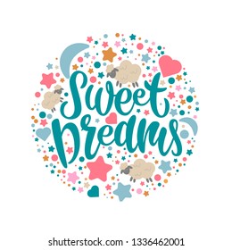 Sweet dreams colorful hand drawn vector Illustration - Vector
