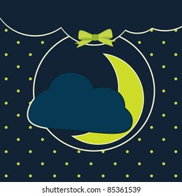 Sweet dreams and goo night. Vector background cute moon and stars.