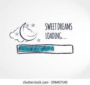 Sweet dreams loading concept. Progress bar design. Good night funny background. Vector illustration