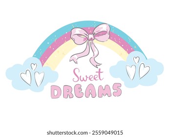 Sweet Dreams rainbow illustration vector hand drawn 