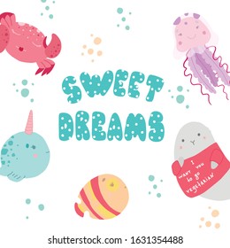Sweet dreams scandinavian style banner vector template