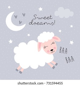sweet dreams sheep vector illustration