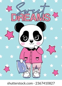 sweet dreams star cute sleep panda