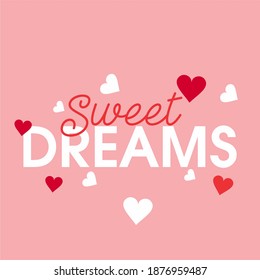 Sweet Dreams typography slogan with cute cartoon flat sleeping teddy bear for t shirt printing, tee graphic design.