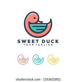 sweet duck logo design concept illustration.