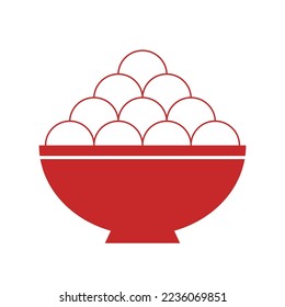 Sweet dumpling in bowl icon, usually eat in Chinese New Year's Eve, Chinese Winter Solstice Festival, Mid-Autumn Festival or Lantern Festival.