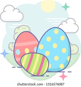 sweet easter eggs icon vector illustration with spring background