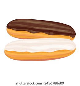 Sweet eclairs icon cartoon vector. Food dessert. Sweet cream cake