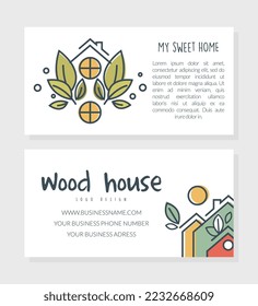 Sweet Eco Home Banner Design with Wood House Element Vector Template