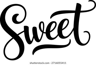Sweet elegant black script calligraphy lettering isolated on white background