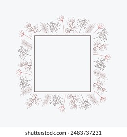 Sweet elegant floral foliage wreath vector design for wedding invitation card