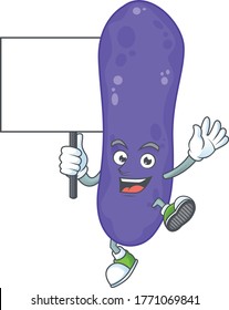 Sweet escherichia coli cartoon character rise up a board. Vector illustration